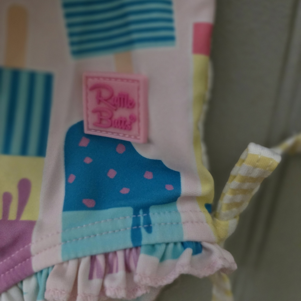RuffleButts Colorful Ice Cream Print Swimsuit
